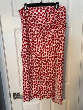 Maeve by Anthropologie Red Floral Midi Skirt with Slit